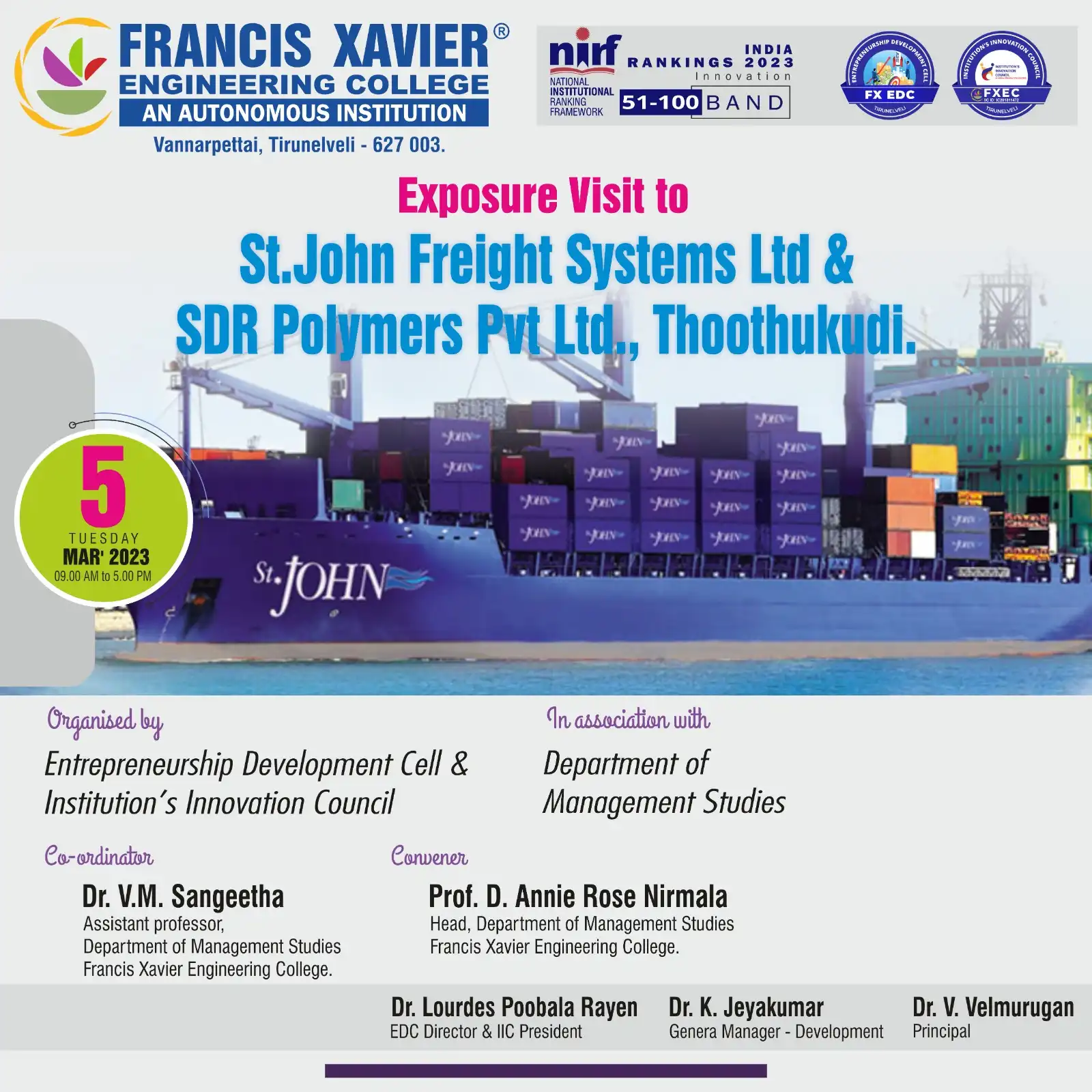 EXPOSURE VISIT TO St.John Freight Systems Ltd and SDR Polymers