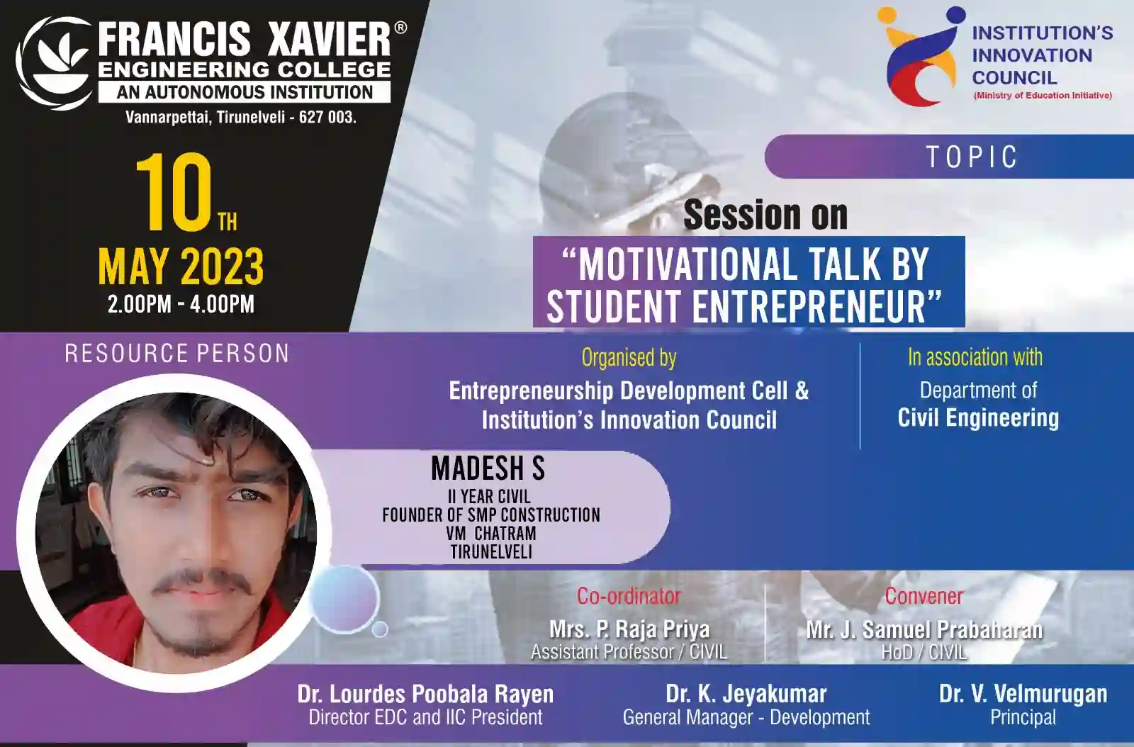 Motivational talk by Student Entrepreneur 