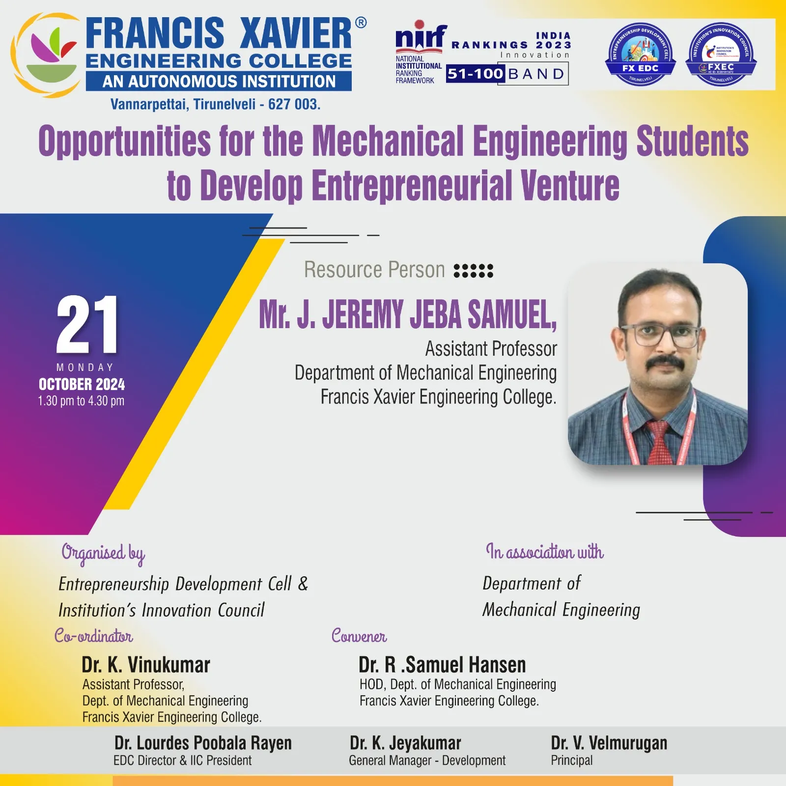 Opportunities for the Mechanical Engineering Students to Develop Entrepreneurial Venture