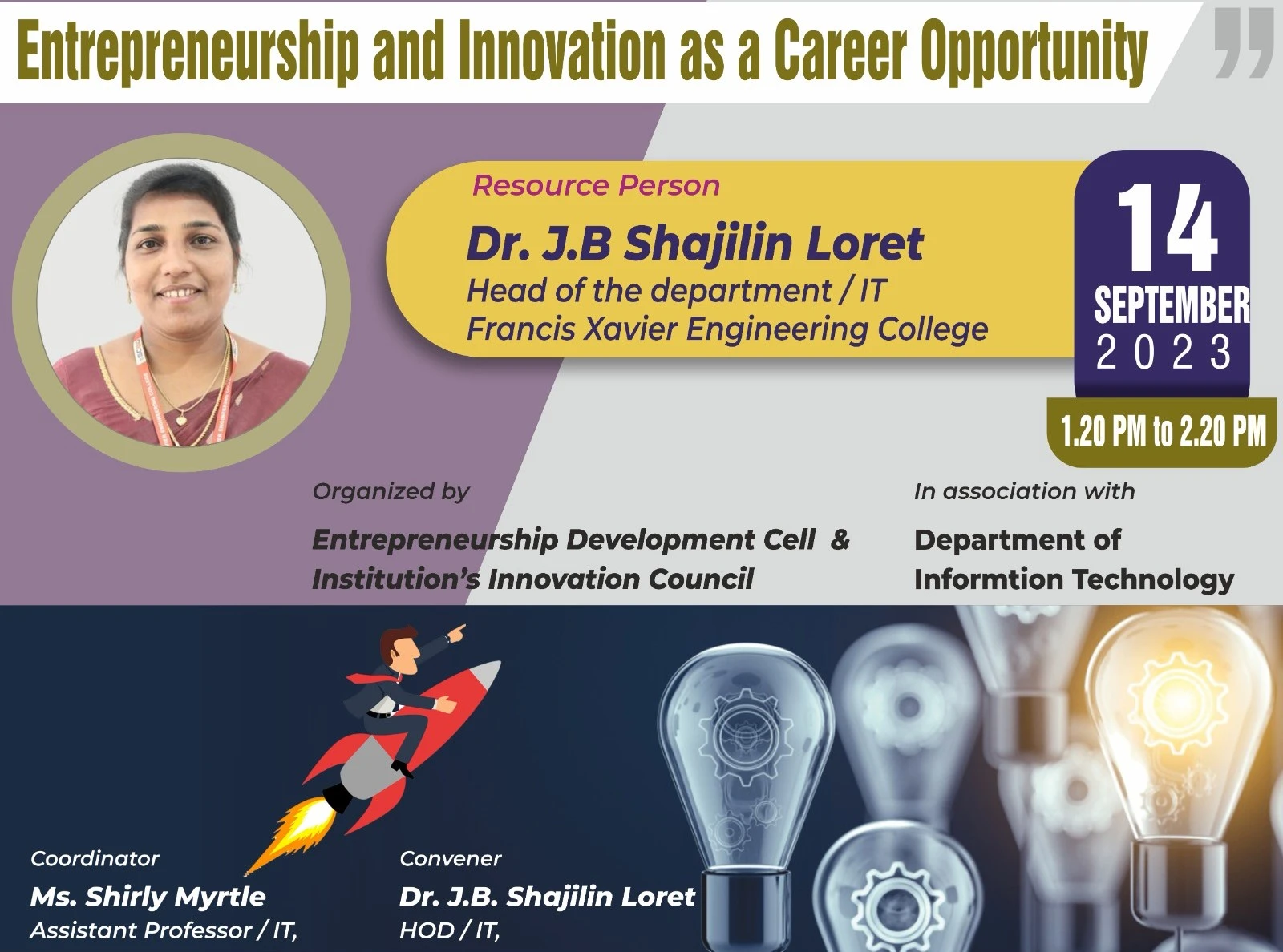 Department of Information Technology Entrepreneurship and Innovation as a Career Opportunity