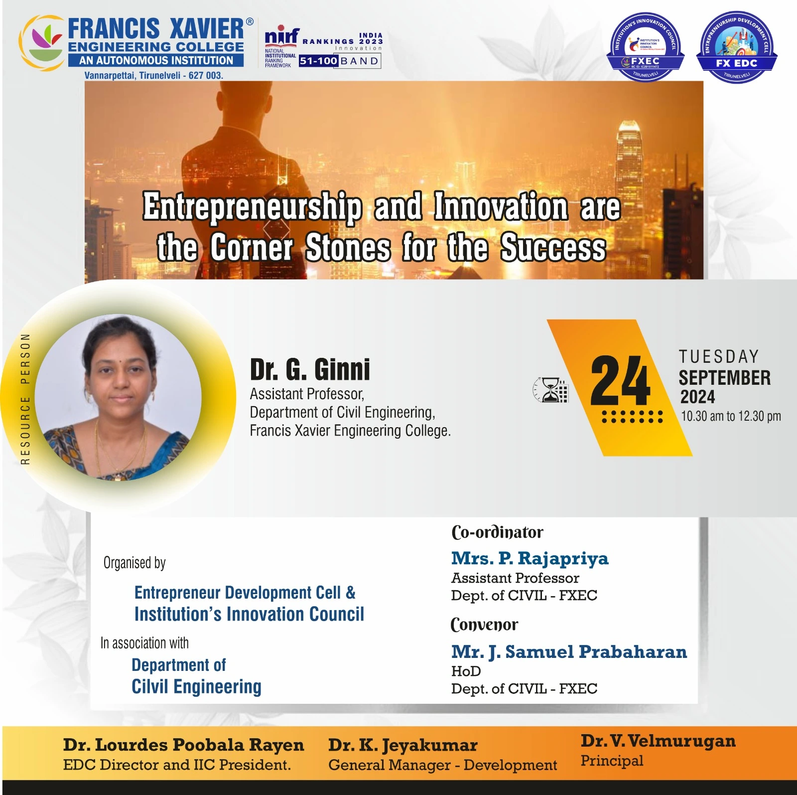 Expert Talk on Entrepreneurship and Innovation are the cornerstones for the success