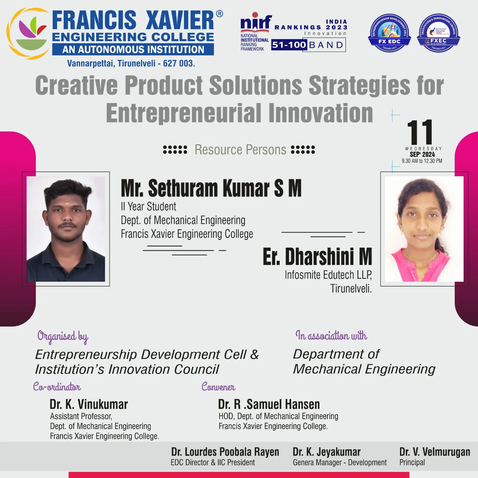 Entrepreneurship Development Cell & Institution’s Innovation Council    “Creative Product Solutions Strategies for Entrepreneurial Innovation”