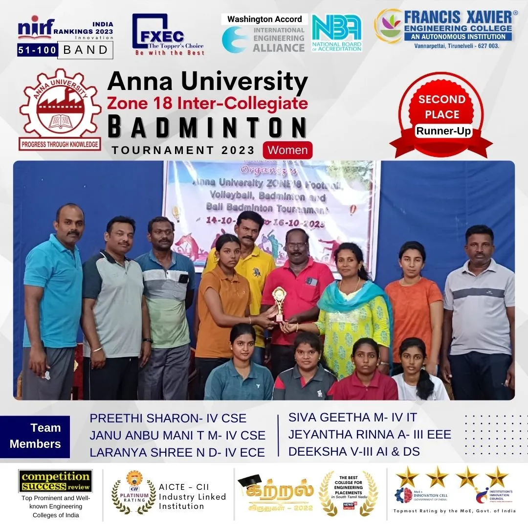 Anna University Zone 18 Badminton Tournament 2023 for women