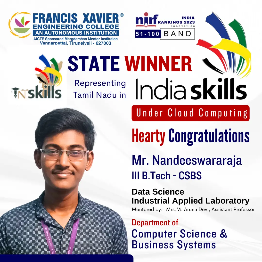 State Winner Representing Tamil Nadu in India Skill