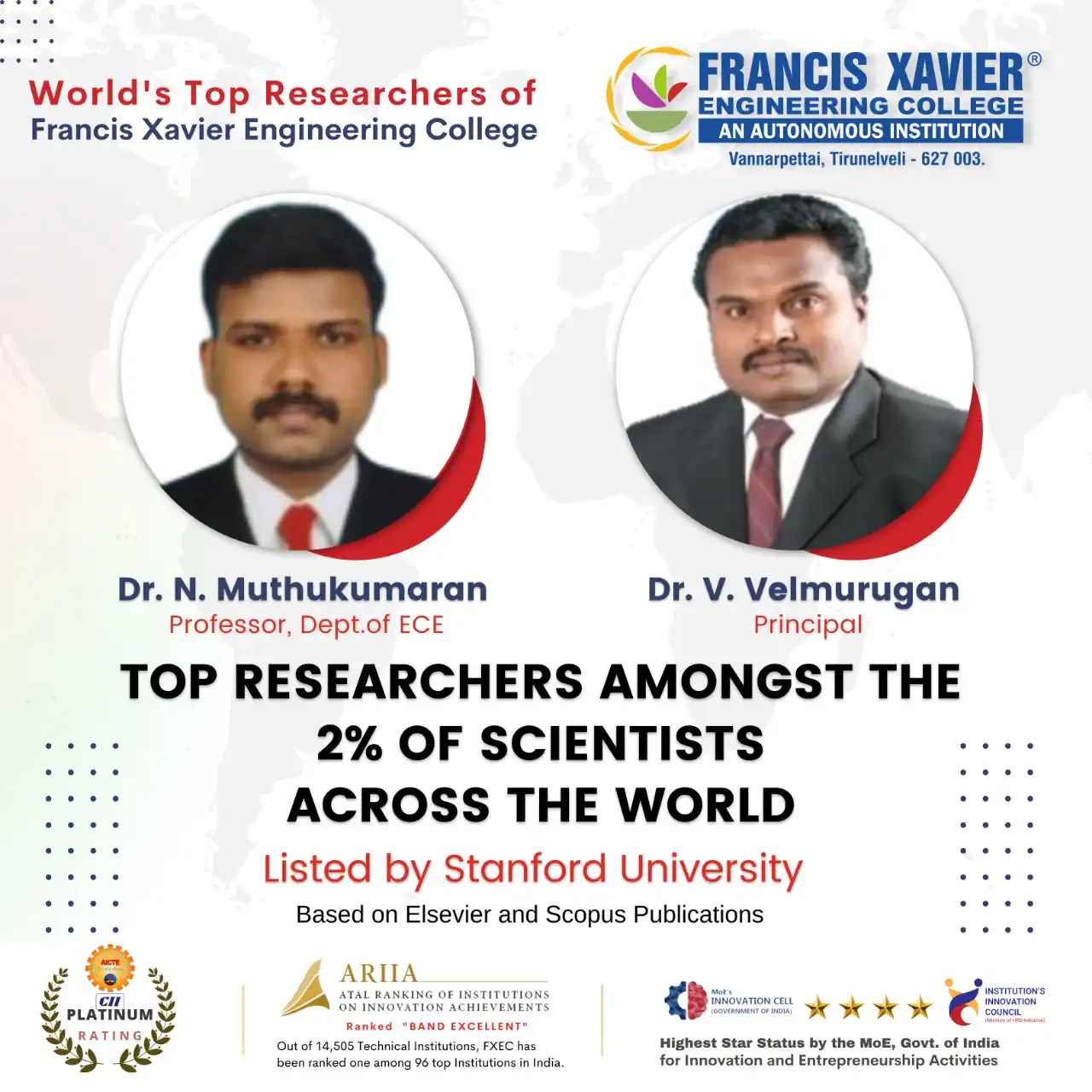 Worlds Top Researchers of Francis Xavier Engineering College