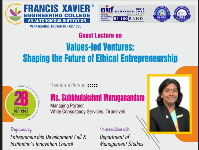 GUEST LECTURE ON VALUES-LED VENTURES: SHAPING THE FUTURE OF ETHICAL ENTREPRENEURSHIP