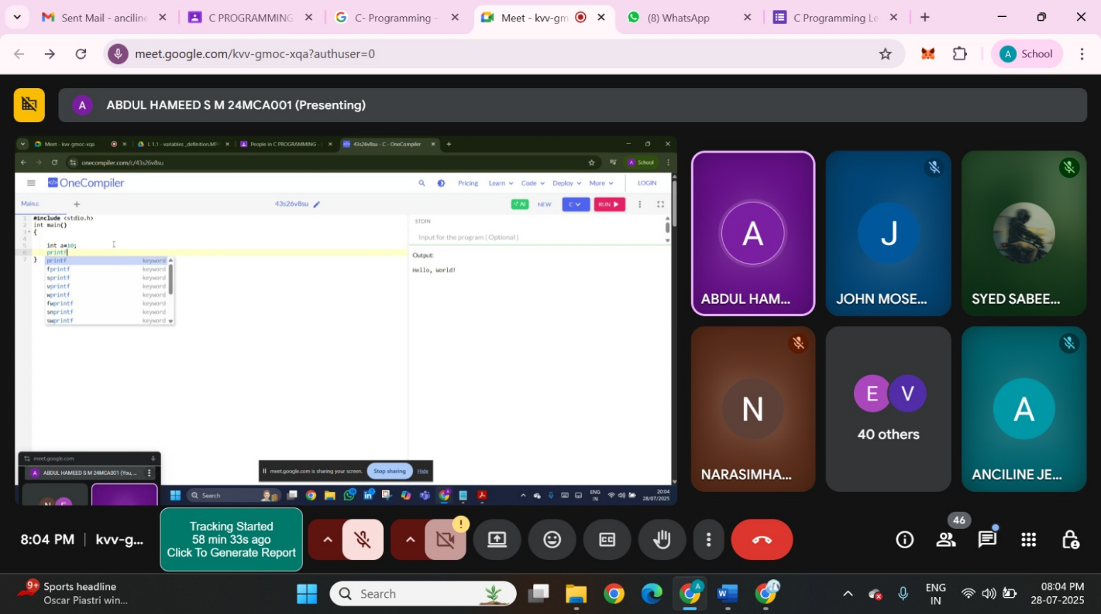 night skill on “C Programming Level 1”   (28.07.2025 to 01.08.2025)