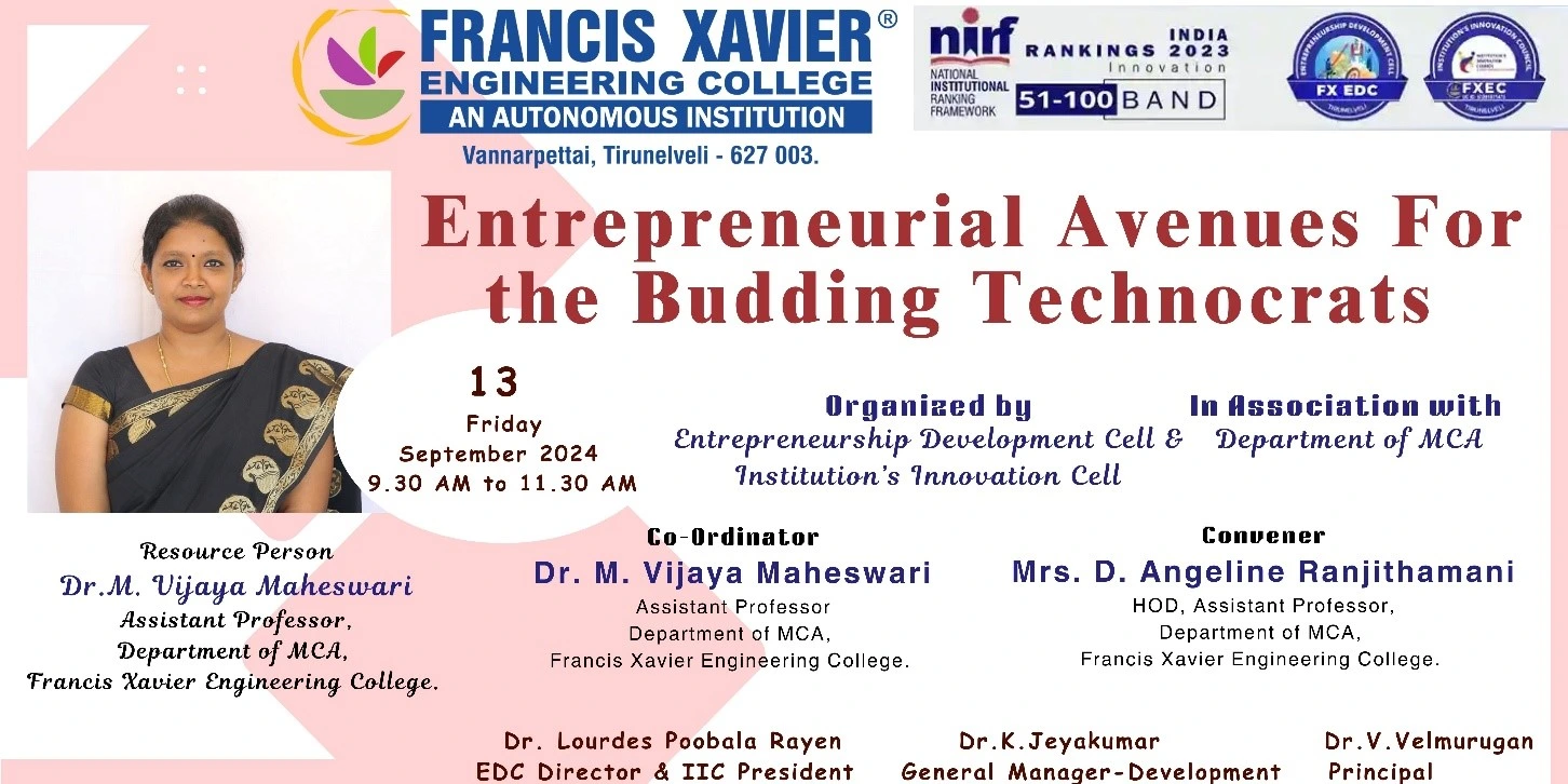 “Entrepreneurial Avenues for the Budding Technocrats”