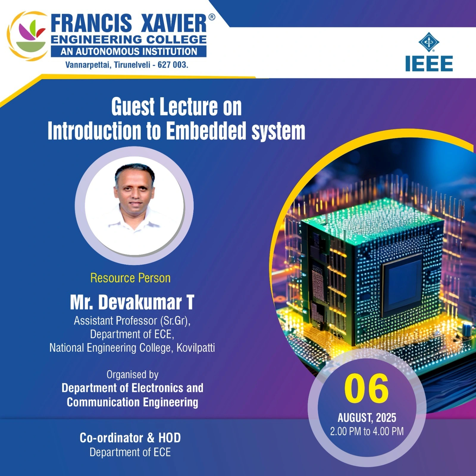 GUEST LECTURE ON INTRODUCTION TO EMBEDDED SYSTEM