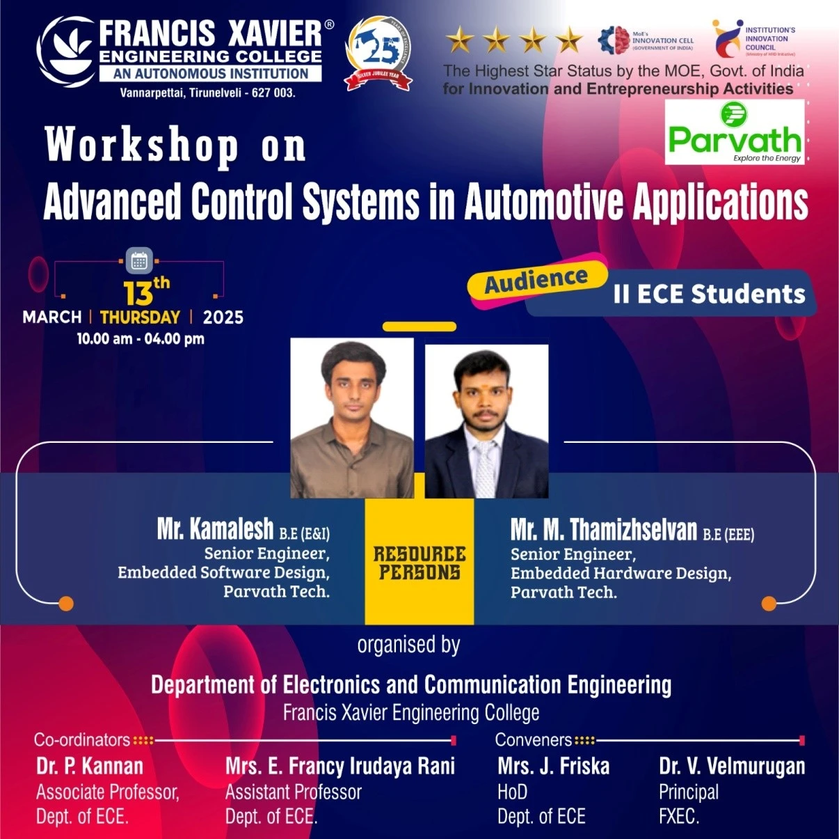 One day Workshop: Advanced Control Systems in Automotive Applications REPORT