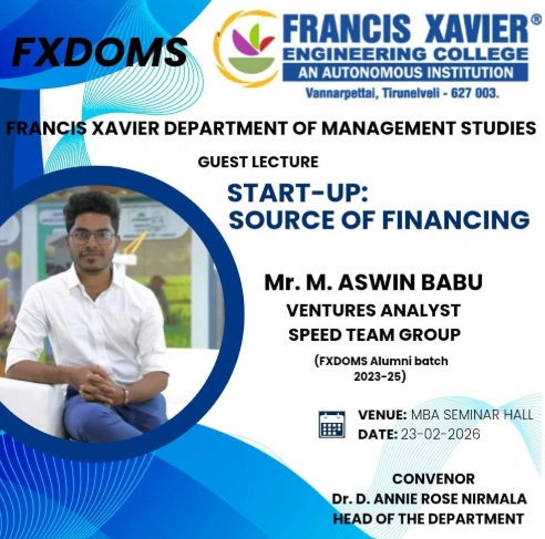 GUEST LECTURE ON  “START-UP: SOURCE OF FINANCING”