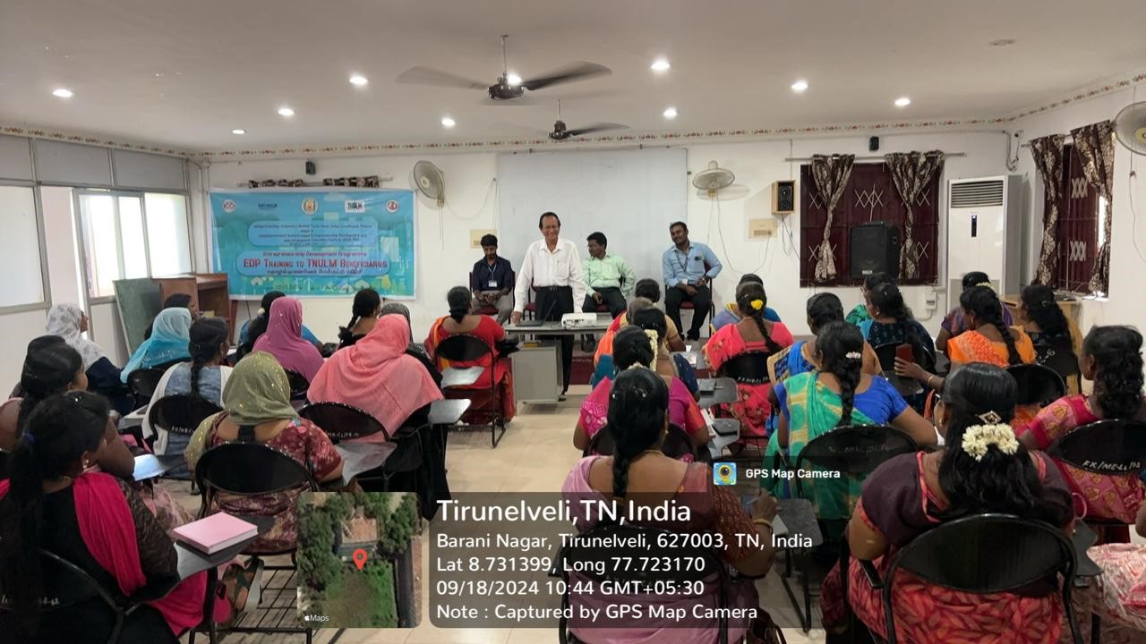 Entrepreneurship Development Training Programme For Tnulm (Tamil Nadu Urban Livelihood Mission) Beneficiaries