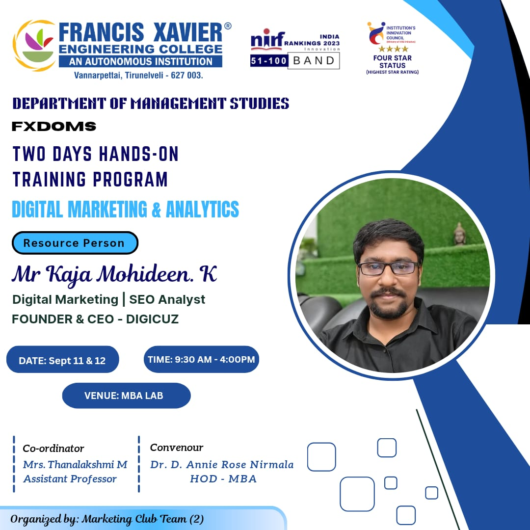 THREE-DAY TRAINING PROGRAM ON DIGITAL MARKETING AND CONTENT CREATION