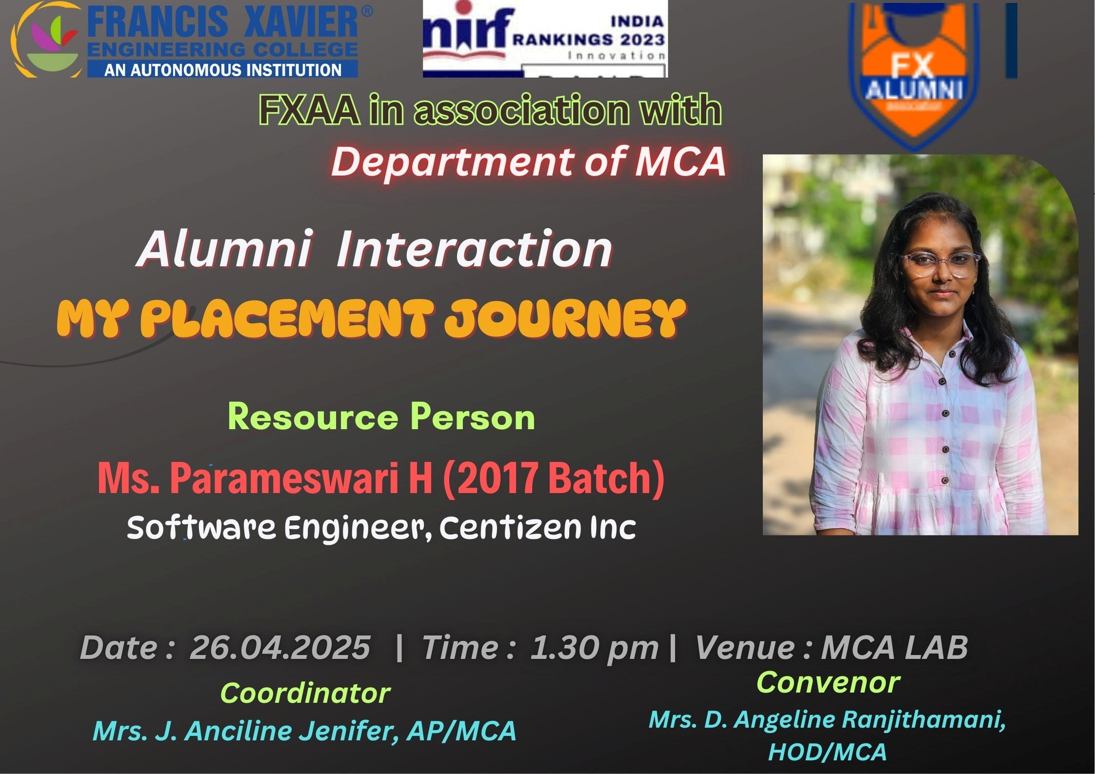 ALUMNI INTERACTION on “MY PLACEMENT JOURNEY”, 26th APRIL 2025