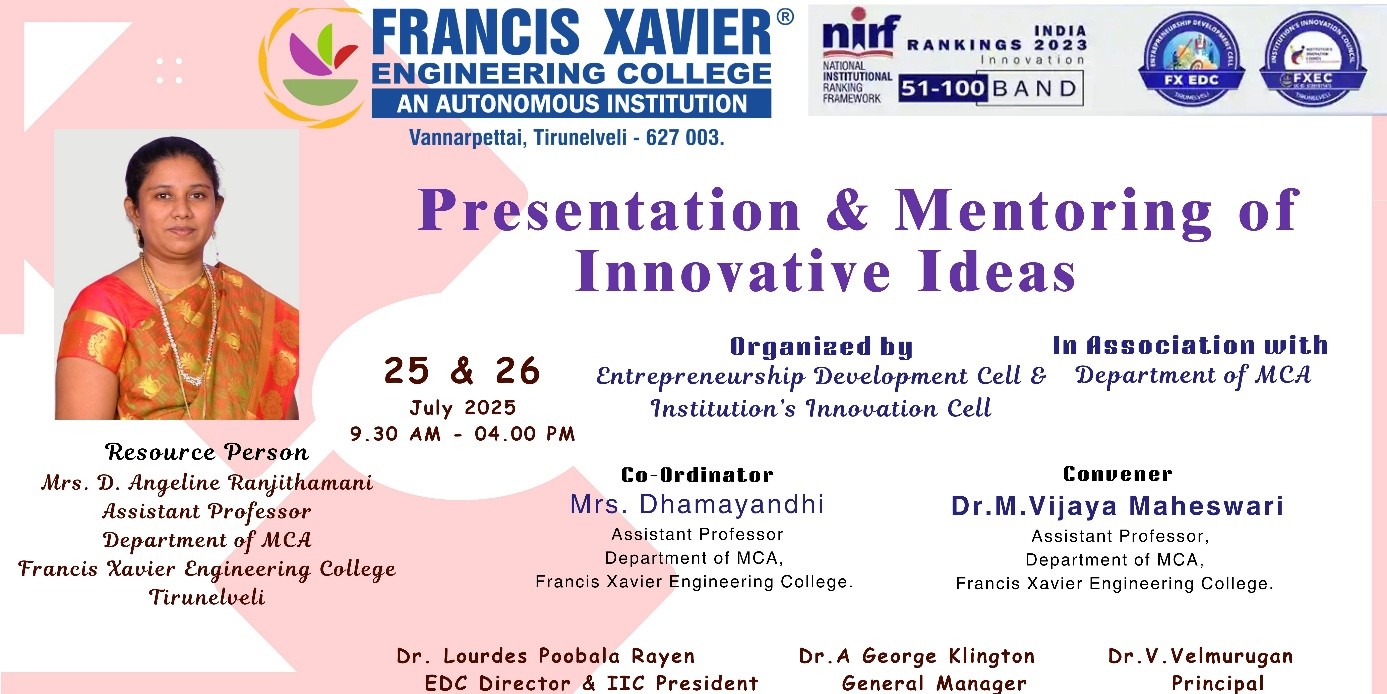 Presentation & Mentoring of Innovative Ideas