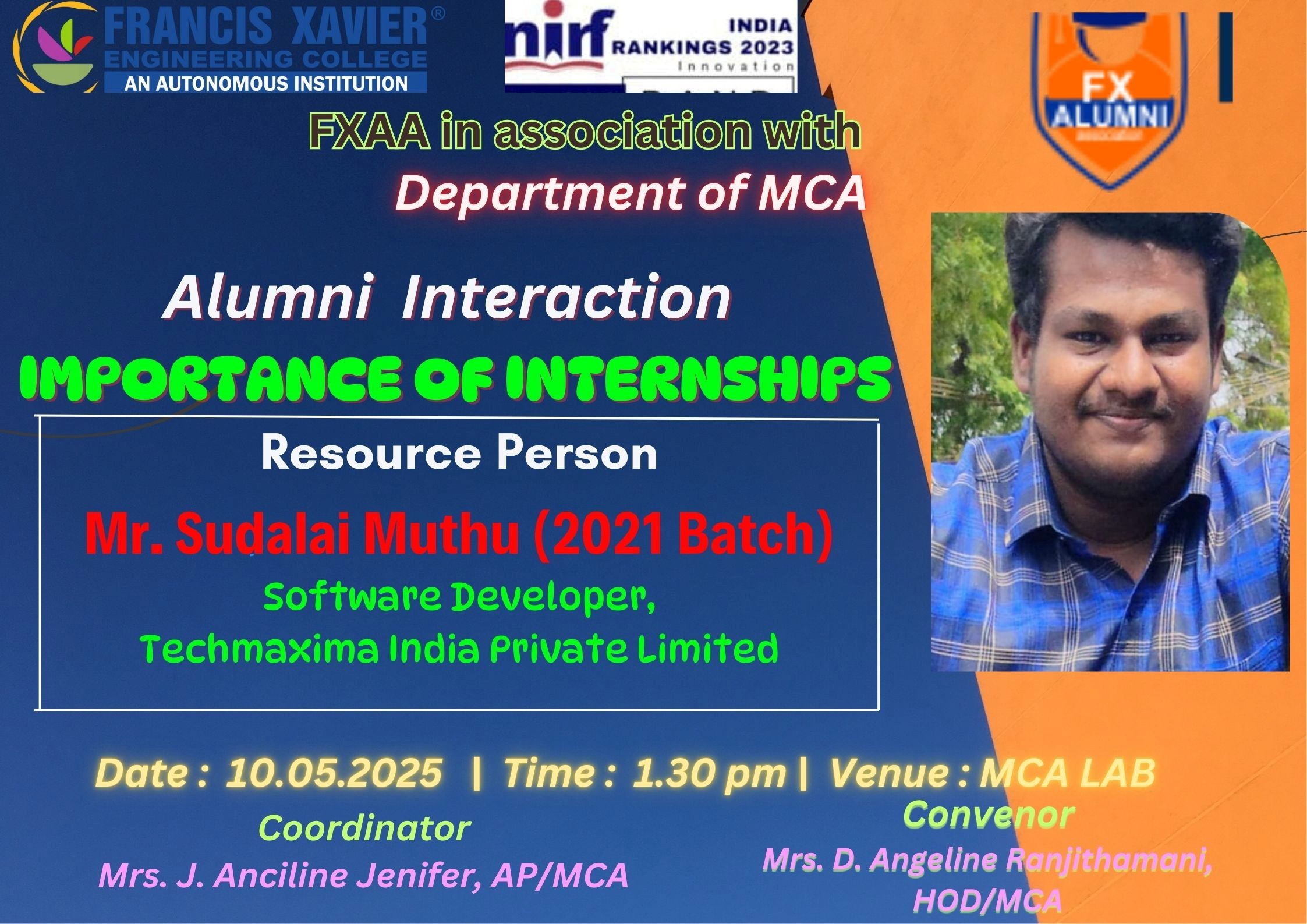 ALUMNI INTERACTION on “IMPORTANCE OF INTERNSHIPS”, 10th maY 2025