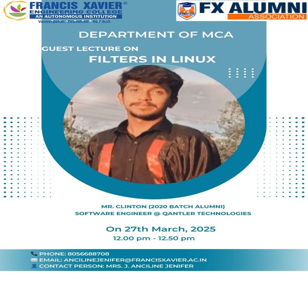 Guest lecture – “filters in linux” on 27th March 2025