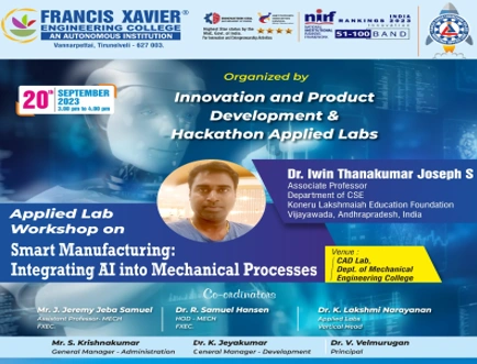 Workshop On Smart Manufacturing: Integrating Ai intoMechanical Processes