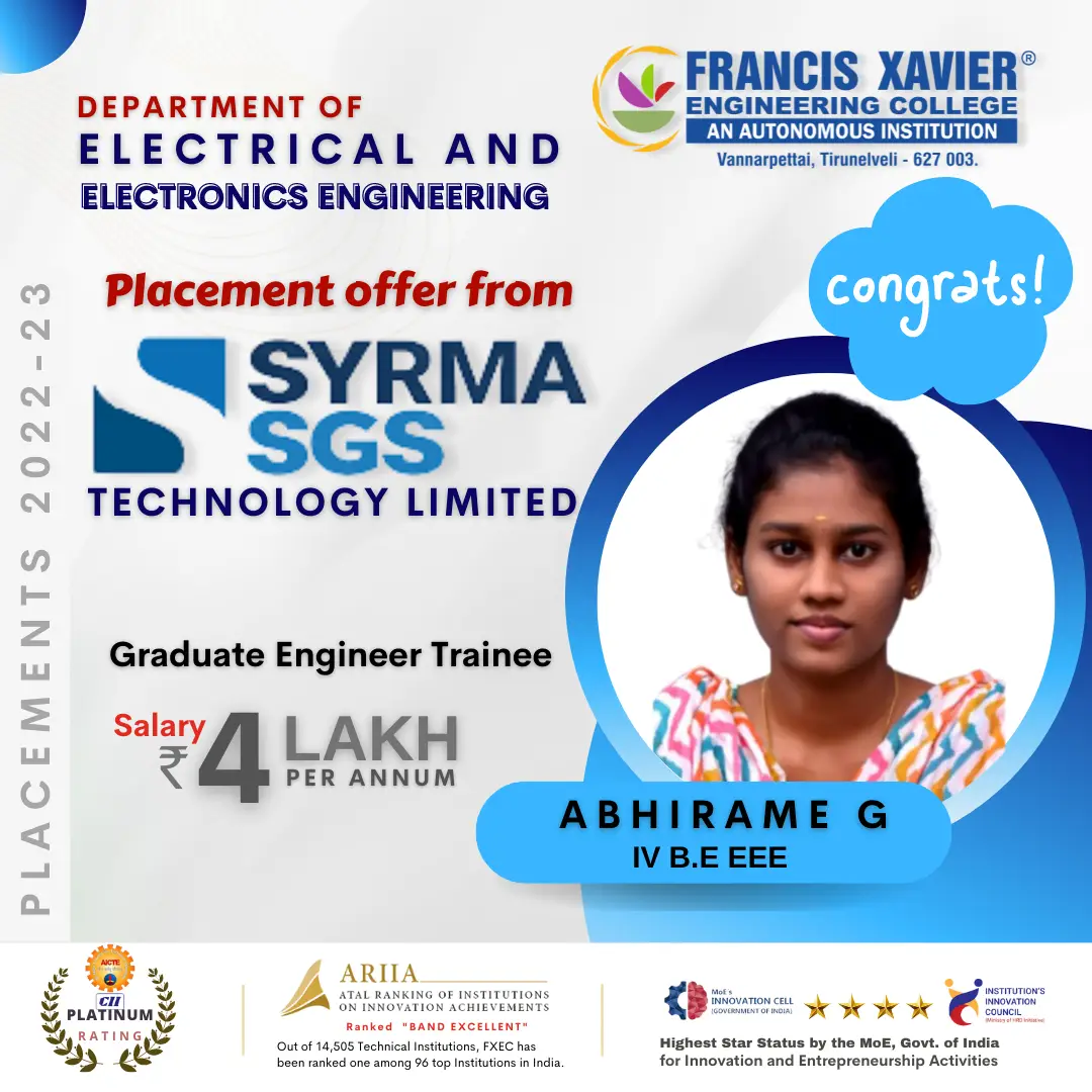 Placement Offer from Syrma Technologies - EEE