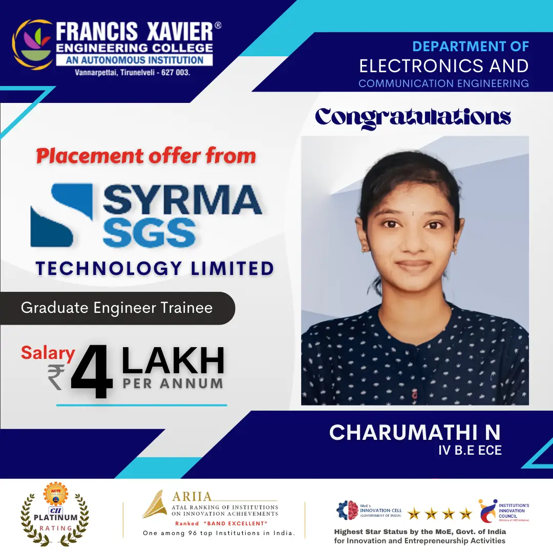 Placement Offer from Syrma Technologies as Graduate Engineer Trainee